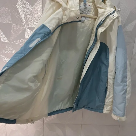 Aero Coat Size Large Hooded Womens Blue Nylon Full Zip Pockets Ski Jacket - Picture 9 of 11